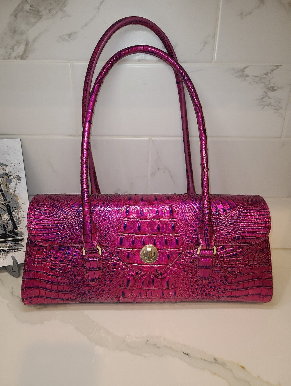 Brahmin NWOT Voltage Violet Dayan Satchel Shoulder Bag